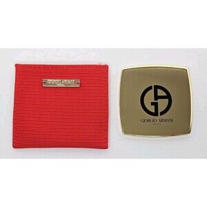 Giorgio Armani Beauty Pocket Mirror NEW In Red Case, 3" Gold Tone Mirror
